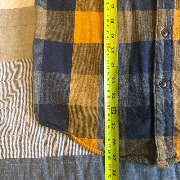 Urban Pipeline Casual Button Down Mens Medium Yellow Plaid Rugged Flannel Shirt - Picture 5 of 5